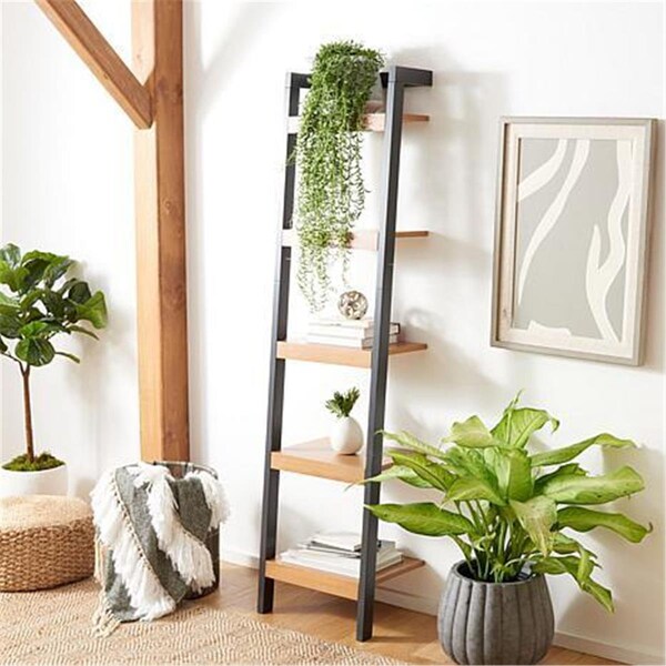 Safavieh Yassi 5 Tier Natural & Charcoal Leaning Etagere ETG9403A - main